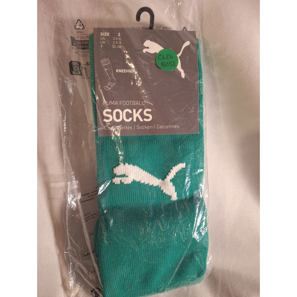 Puma Kids Teamliga 25 Football Soccer Knee High Socks Sport Green White Size 2